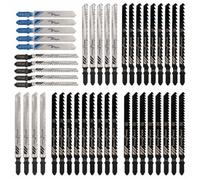 50Pcs Assorted T-Shank Jigsaw Blades Set, HCS & HSS Saw Blades for Wood | Jigsaw Blade Set for Wood, Plastic & Metal Cutting, T118A T101AO T101B T101BR T144D T111C T244D Replacement Blades