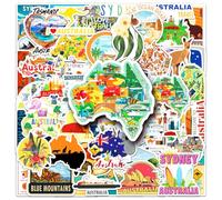 50PCS Australia Stickers Pack, Vinyl Waterproof Travel Stickers for Water Bottles Laptops Luggages Cars Skateboards Phones Journals, Funny Designs for Teens Adults