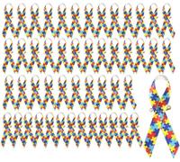 50Pcs Autism Awareness Ribbon Pins, 1.4 x 3 inch Soft Satin Ribbons Lapel Pins with Safety Pins - Show Your Care on World Autism Awareness Day & Increase Attention for Autism