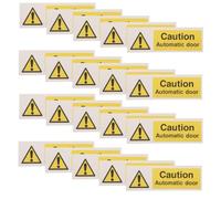 50pcs Automatic Door Caution Sticker, Yellow PVC Safety Sign Decal | Bold English Caution Text, Scratch Resistant Vinyl Surface, for Shopping Malls and Hotel Lobbies