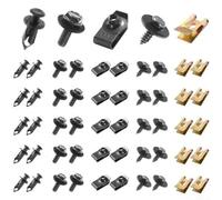 50PCS Automotive Screws and Bolts Kit Including Metal Fasteners, U-Clamps and Plastic Retainers for Car Body Mudguard Applications