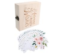 50pcs Baby Shower Advice Cards with Wood Keepsake Box | Prediction and Wishes Game Cards, Floral Modern Design, for Guests of Ages at Christmas or Baby Shower