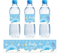 50pcs Baby Shower Water Bottle Labels, Waterproof Decorative Water Bottle Labels Personalized Water Bottle Wrap Stickers for Baby Shower Party Decorations (Boys Style 2)