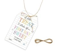 50pcs Back to School Thank You Tags, A Little Treat to Make Your First Day Sweet Gift Tag with String, Welcome Back to School Thank You Paper Tags for Students/Teachers