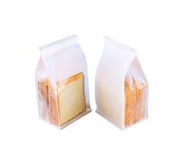 50Pcs Bakery Bags,Paper Bread Bags with Clear Front Windo, Tin Tie Tab Lock Kraft Tin Tie Bags,Bakery Coffee Cookie Treat Packaging Bags for Baked Goods (White, 5.1"x3.9"x11")