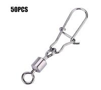50PCS Ball Bearing Fishing Swivels, Fish Fishing Barrel Swivel with Safety Snap, Stainless Steel Swivel with Coastlock, Fishing Terminal Tackle for Saltwater Freshwater Sea Fishing(8#)
