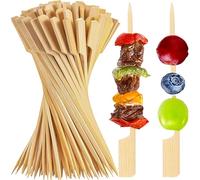 50Pcs Bamboo Skewers for Appetizers, 9 cm Wooden Toothpicks, Cocktail Picks for Drinks, Fruit Kababs, Natural Wooden Paddle Skewer Mini Food Sticks, Barbecue Snacks, Sausage, Charcuterie Accessories