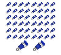 50pcs Banana Socket 4mm Red Copper | High Current Discharge for Electrical Test Accessories | Robust Connector for Battery/Lab/Equipment | M12x0.75 Thread, 0.2in Jack (Blue)