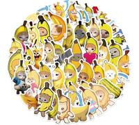 50Pcs Banana Stickers Laptop Car Scrapbook Phone Skateboard Suitcase Luggage Bike Crying Banana Cat Meme Vinyl Waterproof Aesthetic Personalised Stickers for Teens Boys Girls Adults