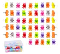 50PCS Bear Cute Push Pins for Pinboard, Pin Board Pins, Cork Board Pinset Random Color, Fun Bear Designs Pin Drawing PINS Suitable for Cork Board Bulletin Board Walls Maps Home Office