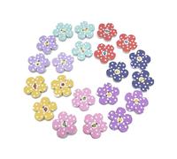 50Pcs Beautiful Cartoon Flower Button 2 Hole Wooden Flower Sewing Buttons Cute Useful Vintage Pattern Buttons for Sewing Decorative Craft