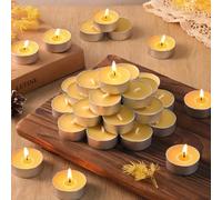 50PCS Beeswax Tealight Candles, Pure Beeswax Tea Lights Candle