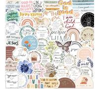 50pcs Bible Stickers Jesus Christian Bible Verse Sticker Vinyl Waterproof Inspirational Decals for Water Bottle Laptop Skateboard Luggage Journaling Scrapbook, Aesthetic Religious Gifts