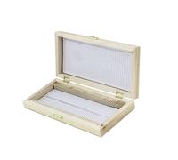 50PCS Biology Glass Prepared Microscope Slides Specimens with Wooden Storage Box Metal Buckle Handmade Solid Organizers Wooden Microscope Slide Storage Box