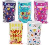 50Pcs Birthday Party Favor Bags, Colorful Goodies Bags, Plastic Candy Bag for Teens, Happy Birthday Goodie Bag for Boys(Multicolor)