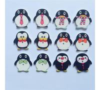50Pcs Black and White Novelty Penguin Shape Wooden Buttons,Cute Sewing Buttons Craft Buttons for DIY Sewing Handmade Project Fasteners Sewing Notions and Supplies Buttons