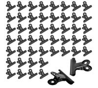 50Pcs Black Binder Clips,Metal Hinge Clips for Food Packages,Metal Bull Clips,Small Paper Clamps,Mini Picture Small Paper Clamps for Home and Office Supplies (Black)