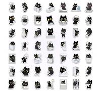 50pcs Black Cat Stickers, Monochrome Cartoon Decals for Laptops, Water Bottles, Luggage, Journals, Scrapbooks, Notebooks, Helmets, Bumpers, Walls, Windows, Phones, Guitars, Skateboards, Bikes, Cases