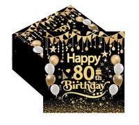 50Pcs Black Gold 80th Birthday Paper Napkins,80th Disposable Paper Birthday Napkins Serviettes Table Decorations for Boys Girls Men Him Her 80th Birthday Decoratio