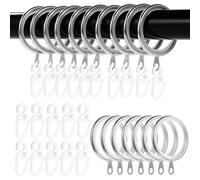 50PCS Black Metal Curtain Rings with Hooks, 37mm Inner Diameter Silent Glide Rings for Curtain Rods, Shower & Drapery