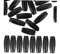 50pcs Black Oval Wood Beads for DIY Crafting, Large Hole | Smooth Sturdy Wooden Beads, Half Oval Loose Jewelry Bead Set, Natural Wood Beads for Macrame Projects