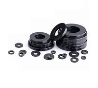 50Pcs Black Reusable Nylon Washer Set -Flat Spacer Seals Gasket Rings for M2 M2.5 M3 M4 M5 M6 M8 M10 M12 M14 M16 M18 M20(M4x10x1mm)