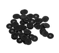 50pcs Black Round Resin Sewing Buttons for Jackets, Winter Season | 4-hole Secure Hold, Replacement-ready for DIY Sewing Projects, Long-lasting Craft Supply for Home Crafters