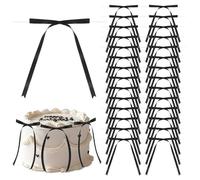 50Pcs Black Satin Ribbon Bows, 5x7 Inch Twist Tie Bow for Cake Balloons, Cute Christmas Tree Bows for Gift Wrapping, Cake Treat Bags, Craft DIY Gift, Party Favors Wedding &Thanksgiving Decorations