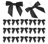 50PCS Black Satin Ribbon Bows, 9CM Pre-Tied Bows, Satin Gift Bows for Wrapping, Birthday Party, Wedding Decorations, Crafts, Bakery, Candy Bags (Black)