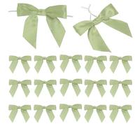50PCS Black Satin Ribbon Bows, 9CM Pre-Tied Bows, Satin Gift Bows for Wrapping, Birthday Party, Wedding Decorations, Crafts, Bakery, Candy Bags (Light Green)