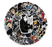 50Pcs Blak Gorilla Stickers Laptop Car Scrapbook Phone Skateboard Suitcase Luggage Bike Wild Animals Stickers Vinyl Waterproof Aesthetic Personalised Stickers for Teens Boys Girls Adults Children