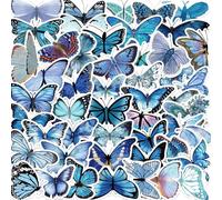 50Pcs Blue Butterfly Stickers for Car,Helmet,Water Bottle,Laptop,Skateboard,Luggage, Scrapbook,Bike,Computer,Waterproof Vinyl Animal Sticker,Children Boys Adults Gift,Cute Butterfly Graffiti Decals