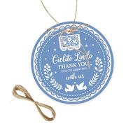 50pcs Blue Cielito Lindo Round Thank You Tags, Mexican Fiesta Gift Tags with String for 1st Birthday Party, Cielito Lindo Thank You Paper Tags for Gender Reveal Party Favors (Blue)