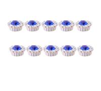 50Pcs Blue Glue on Embellishment ABS Flower Shape | Flat Back Design, Easy to Stick on Garments or Accessories, for Female Crafters Creating Unique Floral Styles