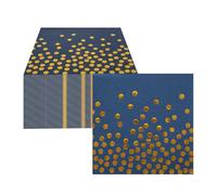 50PCS Blue & Gold Party Napkins - Navy Blue, Eco-Friendly, 33x33cm