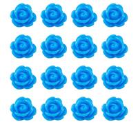 50pcs Blue Rose Beads for Rosary Necklaces Drilled Rose Flower Embellishments for Buddha Mala Jewelry Making Bracelets Earrings Scrapbooking