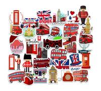 50Pcs BMYUK Cute Cartoon London Bus Stickers Laptop Car Scrapbook Water Bottle Dairy Skateboard Waterproof Aesthetic Personalised