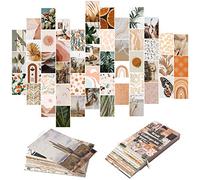50PCS Boho Aesthetic Pictures Wall Collage Kit, Peach Teal Photo Collection Collage Dorm Decor for Girl Teens and Women, Orange Boho Wall Prints Kit, Small Posters for Room Bedroom Aesthetic
