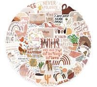 50Pcs Boho Aesthetic Stickers, Inspirational Quotes Wall Stickers for Adults Teens, Motivational Cool Sticker, Waterproof Vinyl Sticker, for Laptop, Water Bottles, Bumper, Luggage, Skateboard