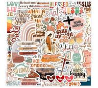 50pcs Boho Bible Verse Stickers - Christian Motivational Scrapbook Stickers, Waterproof Christian Inspirational Vinyl Stickers for Water Bottles, Laptop, Journaling, Suitcase, Guitar, Scrapbook