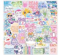 50Pcs Book Stickers for Kindle, Laser Bookish Stickers, Waterproof Vinyl Decals Reading Stickers for Water Bottle, Laptop, Phone, Scrapbook, Journal