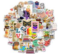 50Pcs Book Stickers Reading Stickers, Reading Motivational Quote Sticker, Cute Waterproof Book Lover Sticker Bookish Pack, Funny Positive Stickerss Get Lost for Teens Adults