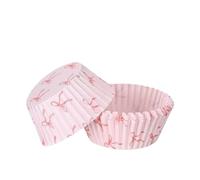 50Pcs Bow Paper Baking Cups Bowknot Cupcake Wrappers Ribbon Bow Scalloped Edge Cupcake Muffin Cases for Girls Birthday Wedding Baby Shower Party Dessert Decoration