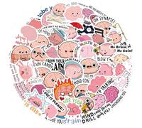 50Pcs Brain Preppy Stickers for Scrapbooking Cute Cartoon Decorative Funny Human Biology Colorful Waterproof Decals Gifts for Adult Child DIY Crafts Laptops Bullet Journal Kindle Book