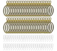 50pcs Brass Curtain Rings with 50pcs Plastic Pointed Hooks, 32mm Rustproof Heavy Duty Metal Rings for Smooth Sliding, Compatible with 30mm Rods - Ideal for Home & Commercial Curtains