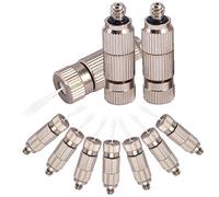 50pcs Brass misting Nozzle kit for Cooling System high Pressure 3 16 Threaded Mister nozzles Anti drip fogging Spray Head for Landscaping air humidification Brushed Nickel Size 0 1mm