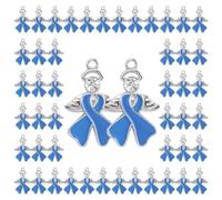 50Pcs Breast Cancer Charms, Pink Ribbon Charm for Jewelry Making, Breast Cancer Awareness Enamel Bracelet Charm Bulk Jewelry Making Accessories Pendants for DIY Necklace Earrings Craft Supplies