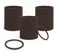 50PCS Brown Hair Bobbles Hair Ties, 4mm Thick Soft Elastic Hair Bands, Metal-Free Strong Hold Ponytail Holders, Unisex for Women Men Girls Kids, Thick Hair Friendly Hair Accessories (Brown)