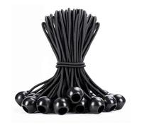 50Pcs Bungee Cords with Balls, 6" Marquee Bungee Toggles, Tarp Ball Bungee Cords Heavy Duty, Tent Pole Elastic, Flag Bungees for Telescopic Flag Pole, Camping Tarpaulin Holder (Black)