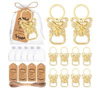 50Pcs Butterfly Bottle Openers Keychain Baby Shower Party Favors for Guests Bottle Opener Return Gift Souvenirs with Organza Bags Cards for Gender Reveal Theme Decoration Supplies（Butterfly Style）